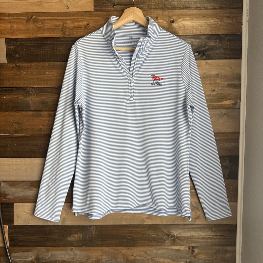 Renwick Women’s 123rd U.S. Open LACC Striped 1/4 Zip Golf Pullover Blue White L